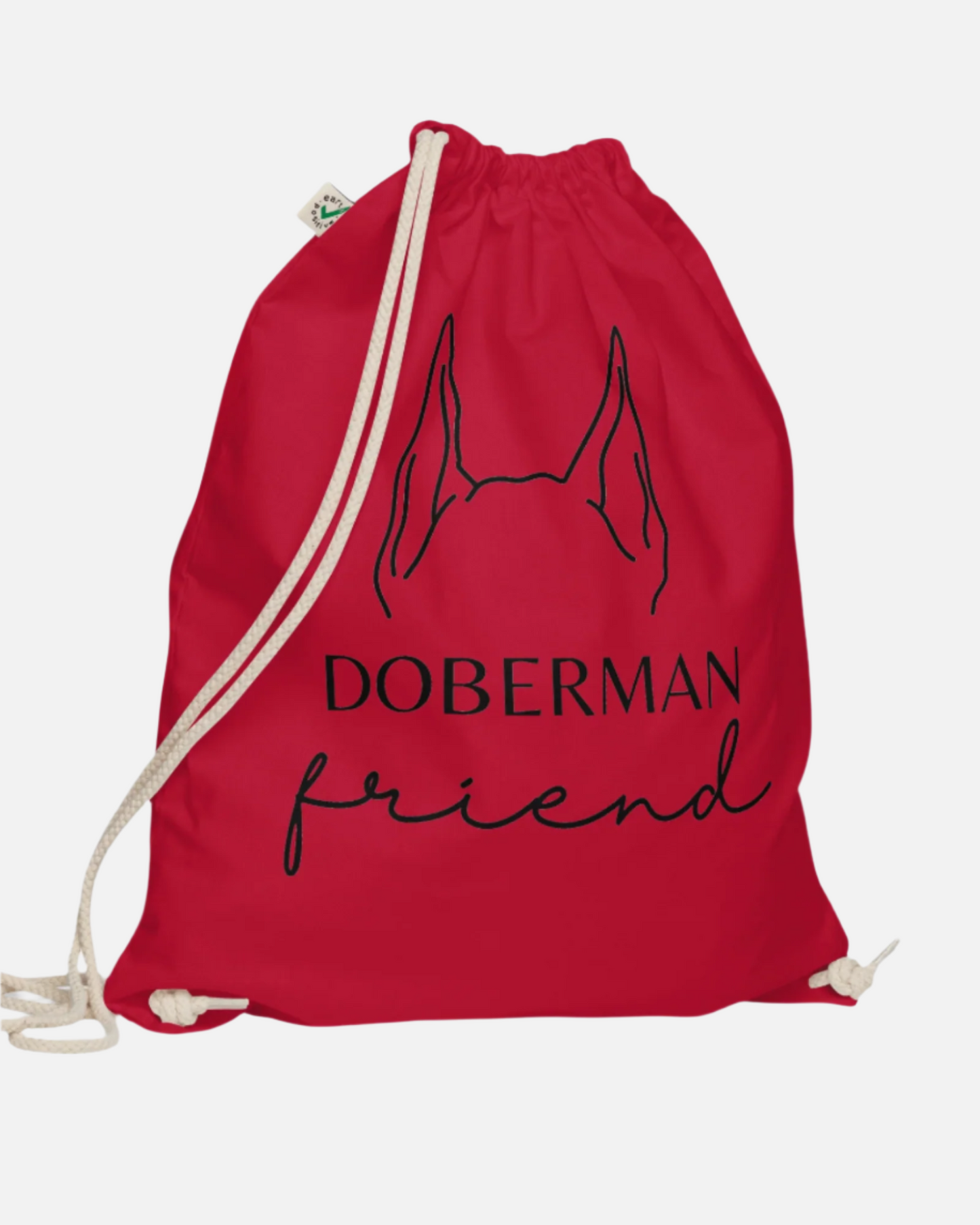 neleti.com-Dog-Ears-on-Red-Organic-Cotton-Drawstring-Bag