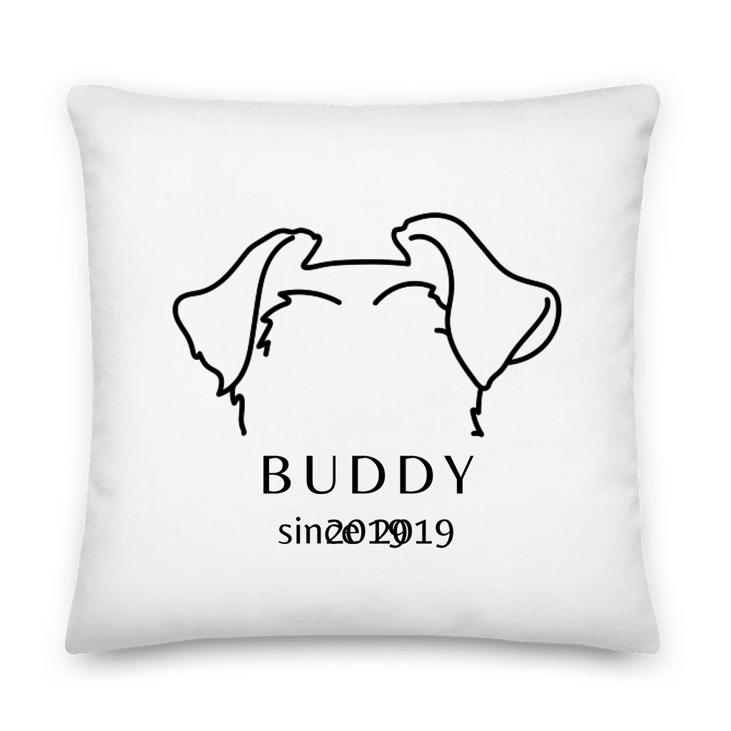 Custom Dog Breed Pillow with Ears - Personalized Name & Year Design