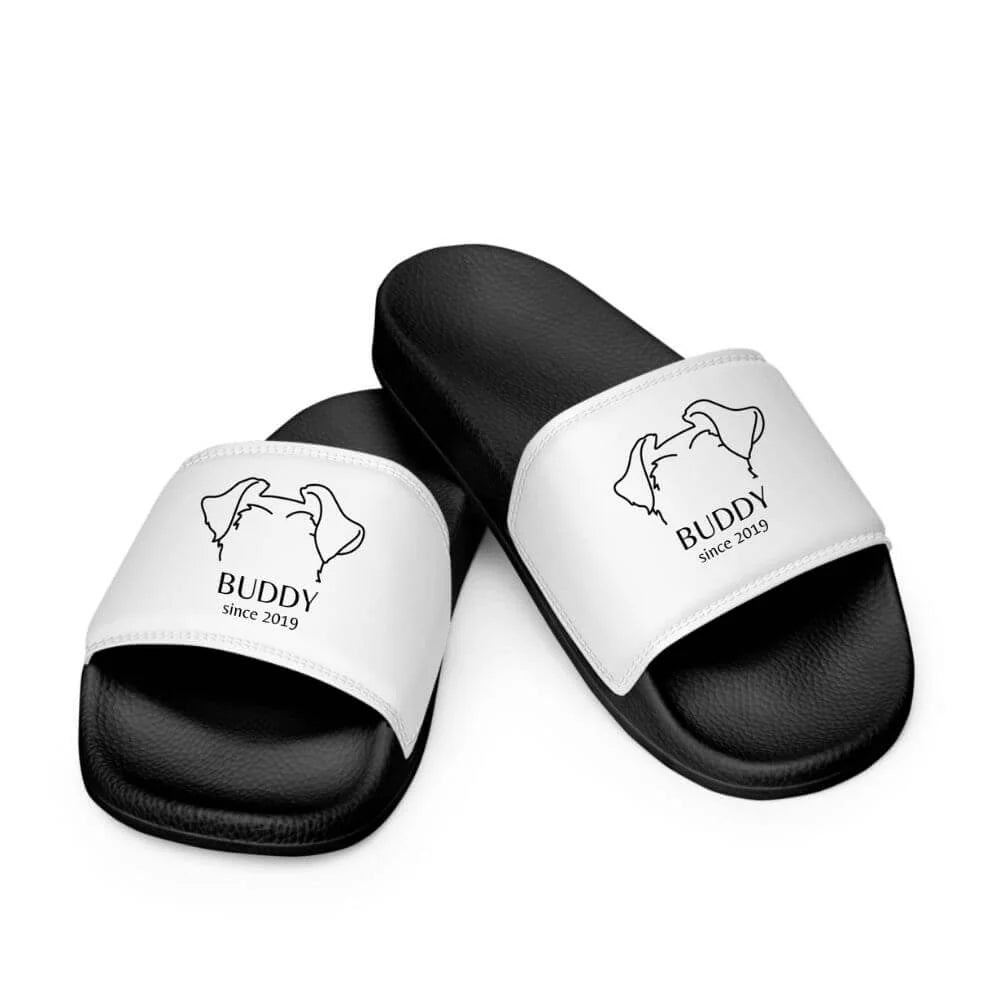 Custom Dog Ears Slides for Dog Dads - Personalized Name & Year Summer Sandals