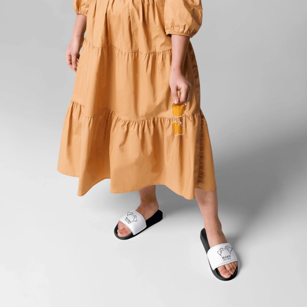 Custom Dog Ears Slides for Dog Moms - Personalized Name & Year Summer Sandals