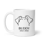 Custom Dog Ears Mug - Personalized Name & Year Coffee Cup for Dog Parents