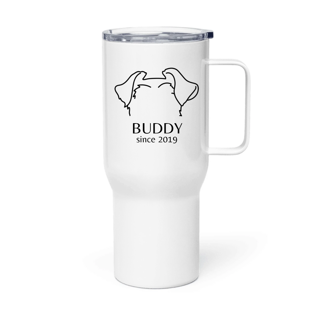 Custom Dog Ears Travel Mug - Personalized Name & Year for Dog Parents