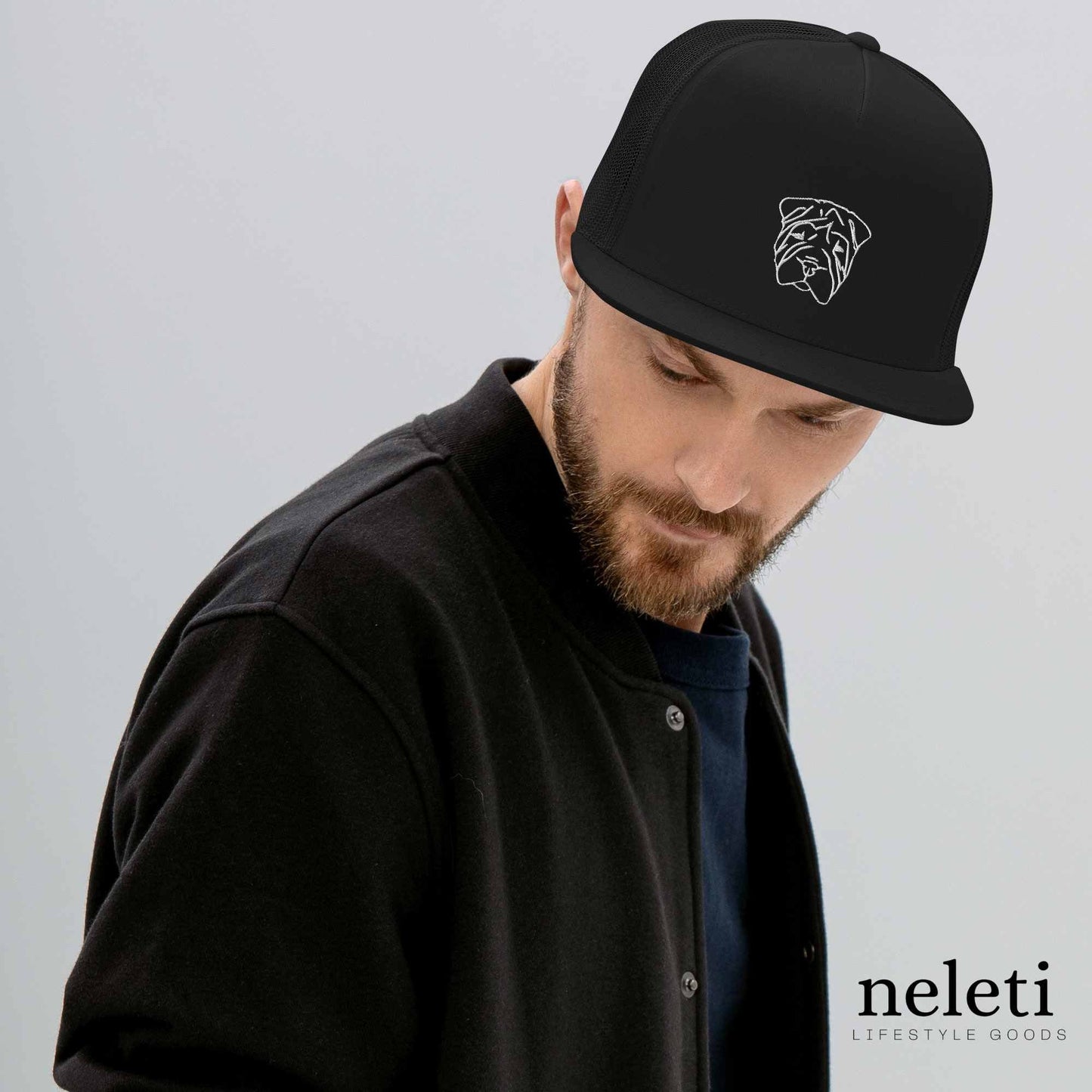 Custom Baseball Cap and Trucker hat - with Embroidered Dog Faces at Neleti.com