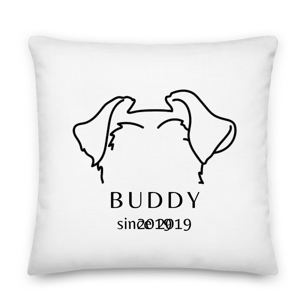 Custom Dog Breed Pillow with Ears - Personalized Name & Year Design - neleti