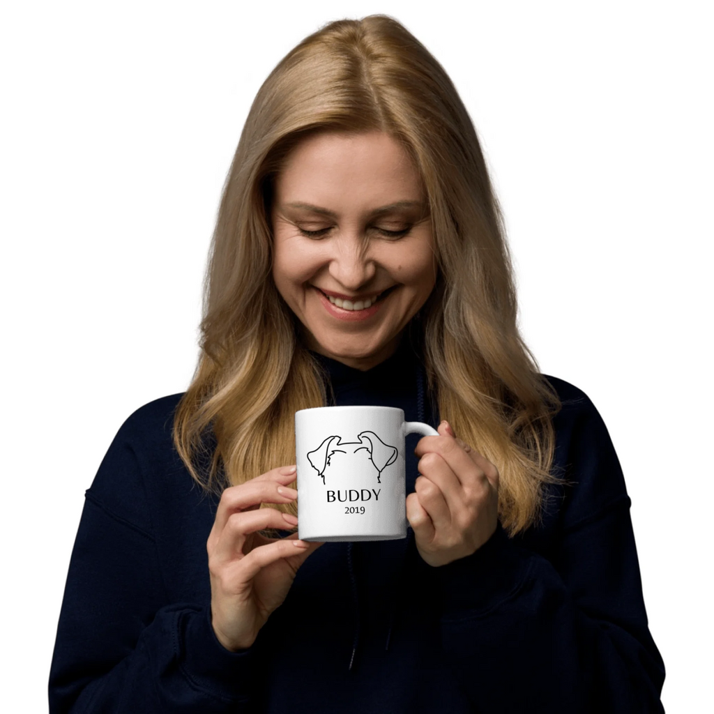 Custom Dog Ears Mug - Personalized Name & Year Coffee Cup for Dog Parents - neleti