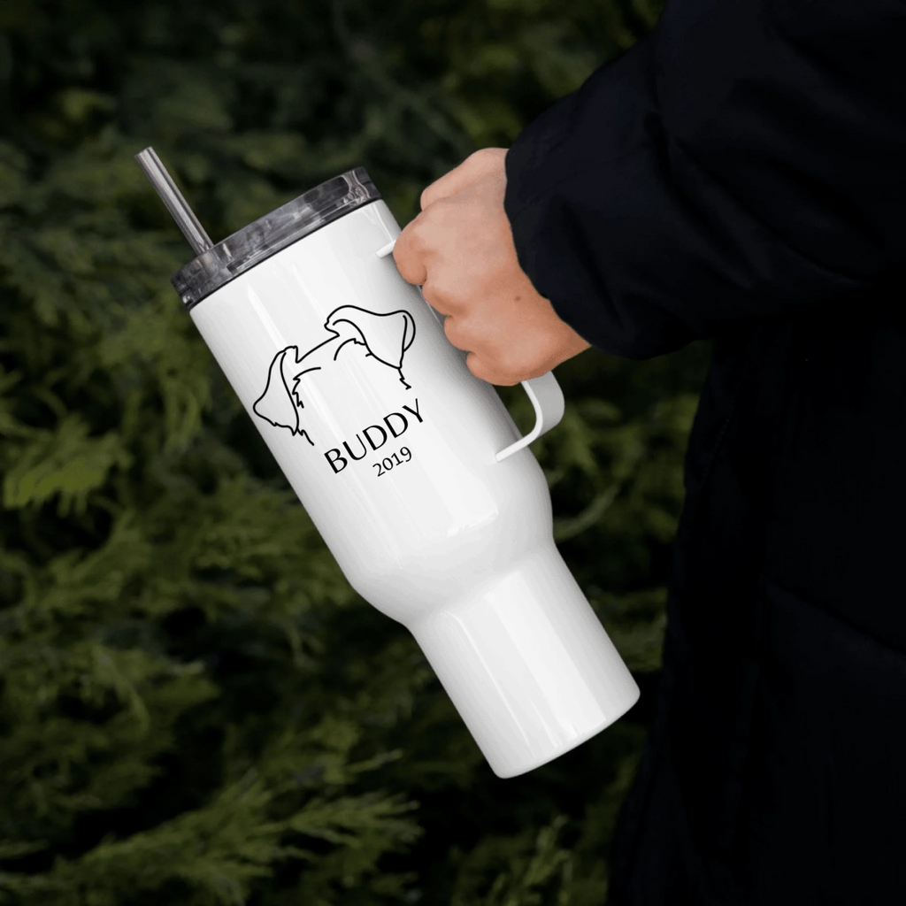Custom Dog Ears Travel Mug - Personalized Name & Year for Dog Parents - neleti