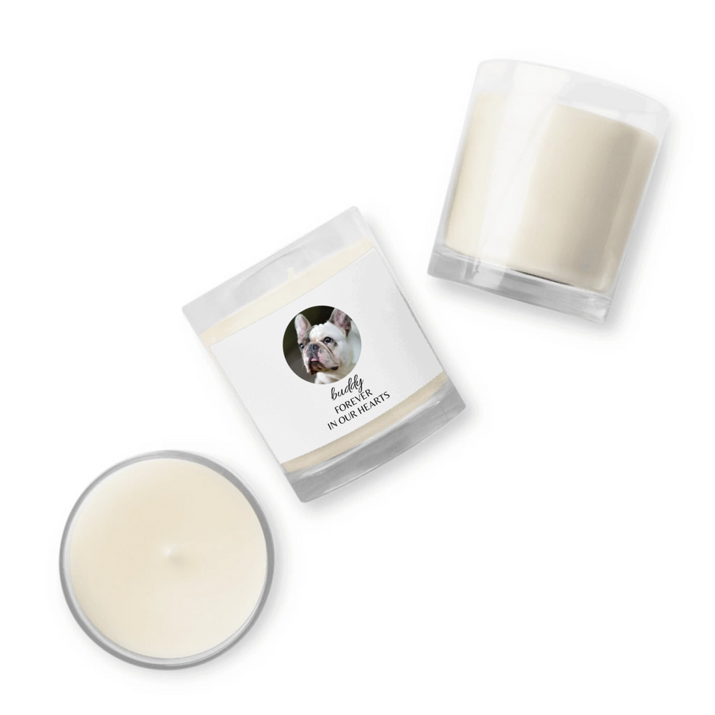 Custom Dog Memorial Candle - Photo & Name 'Forever In Our Hearts' - neleti
