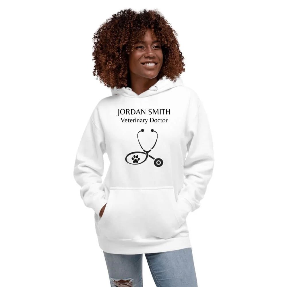 Custom Veterinarian Hoodie - Personalized Doctor Stethoscope Design - neleti