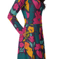 floral-midi-dress-in navy-pink-turqoise-color