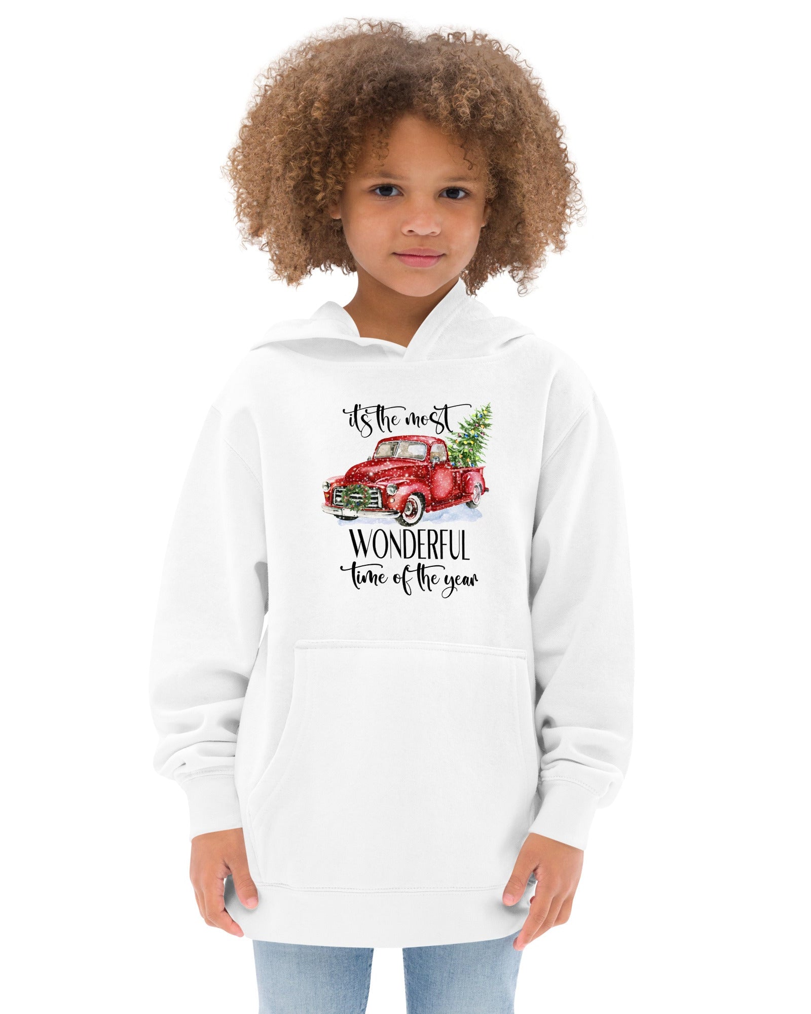 kids-fleece-hoodie-white-whith-christmas-tree-and-truck