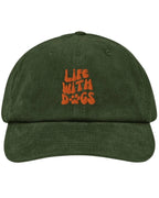 LIFE WITH DOGS' Corduroy Hat - Embroidered Dog Parent Cap - neleti