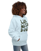 'LIFE WITH DOGS' Premium Hoodie - Dog Parent Sweatshirt with Paw Print Design - neleti