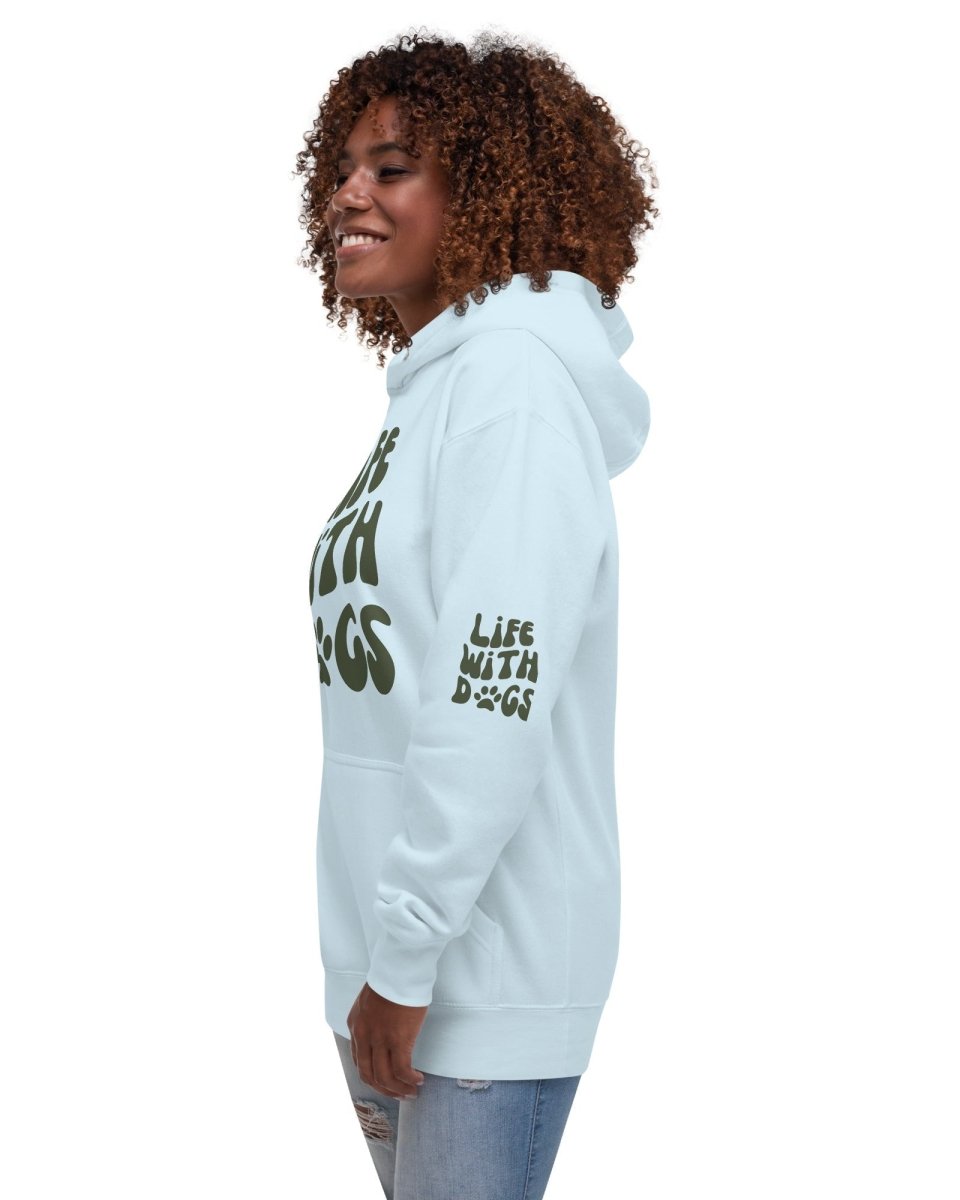 'LIFE WITH DOGS' Premium Hoodie - Dog Parent Sweatshirt with Paw Print Design - neleti