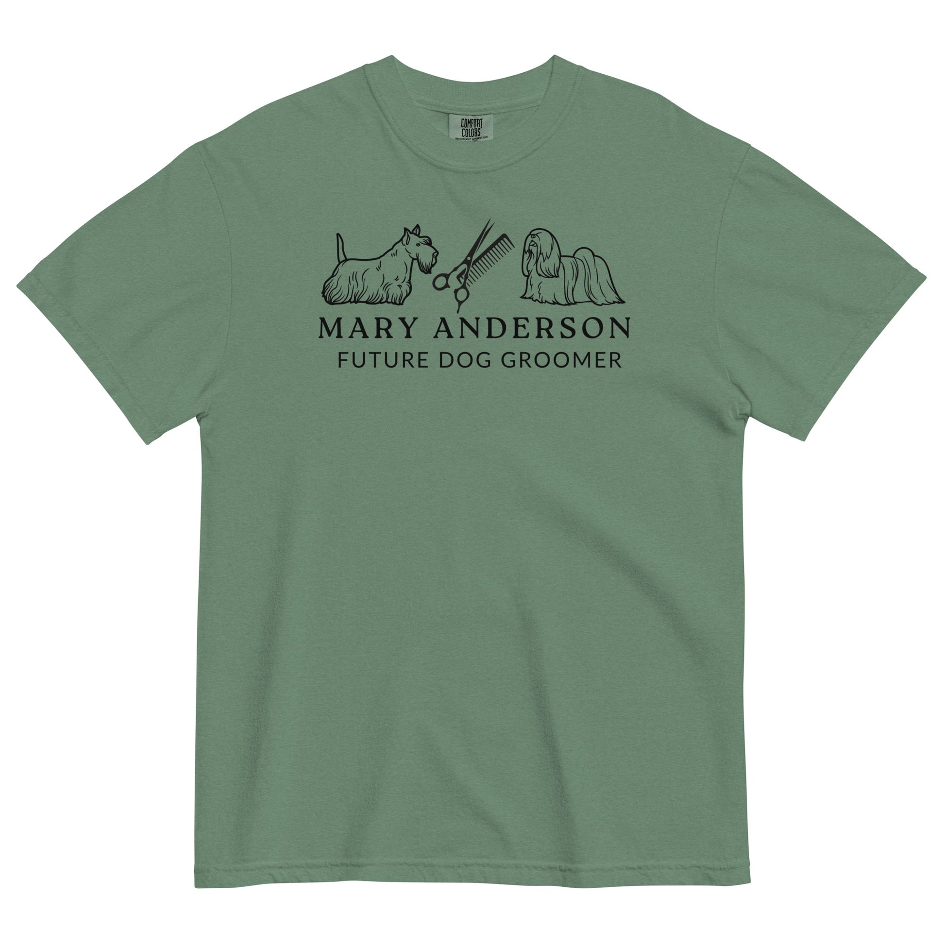 light-green-shirt-for-dog-groomer