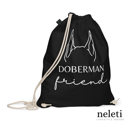 neleti.com-Dog-Ears-on-Black-Organic-Cotton-Drawstring-Bag