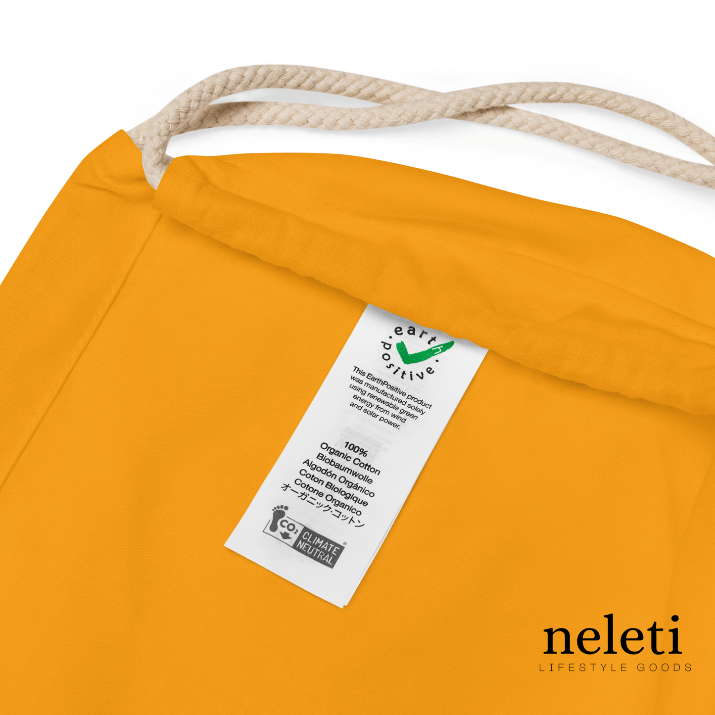 neleti.com-Gold-Organic-Cotton-Drawstring-Bag