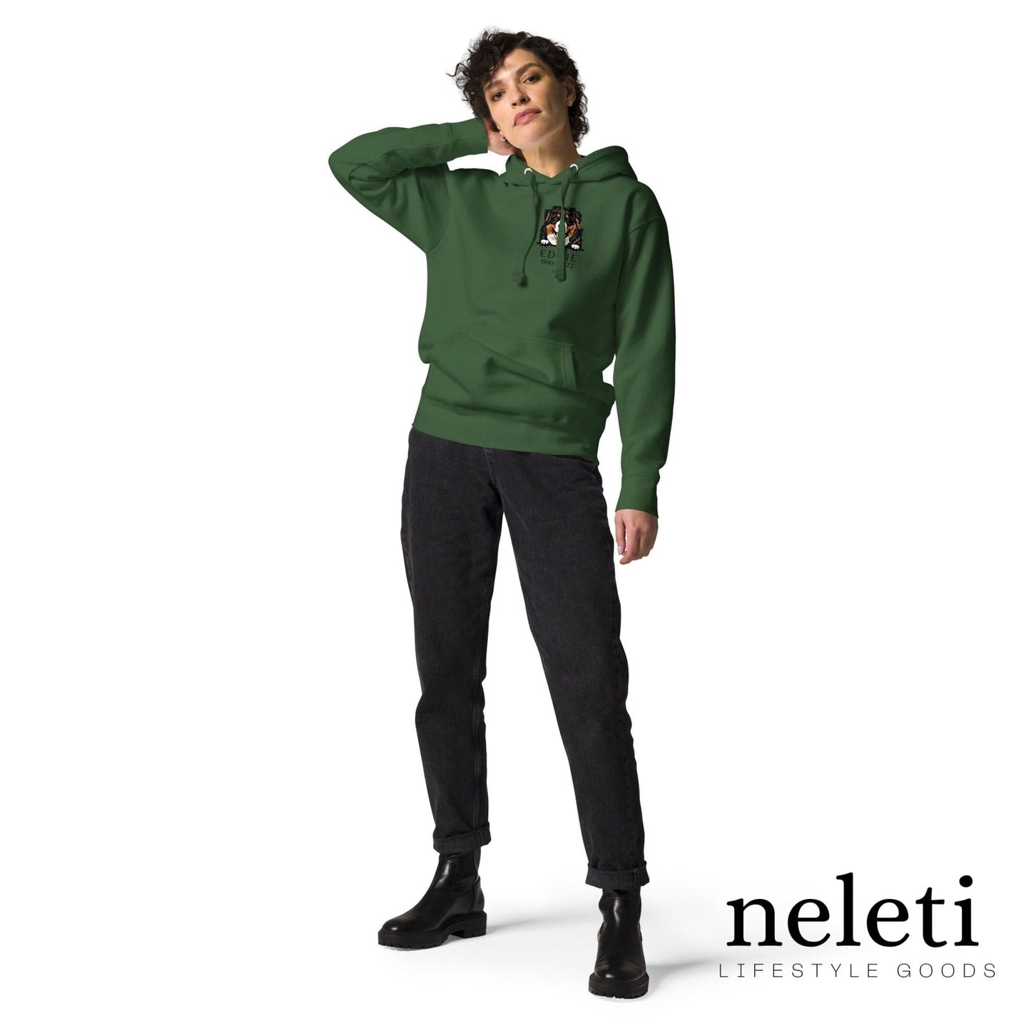 neleti.com-custom-forest-green-hoodie-for-dog-lovers