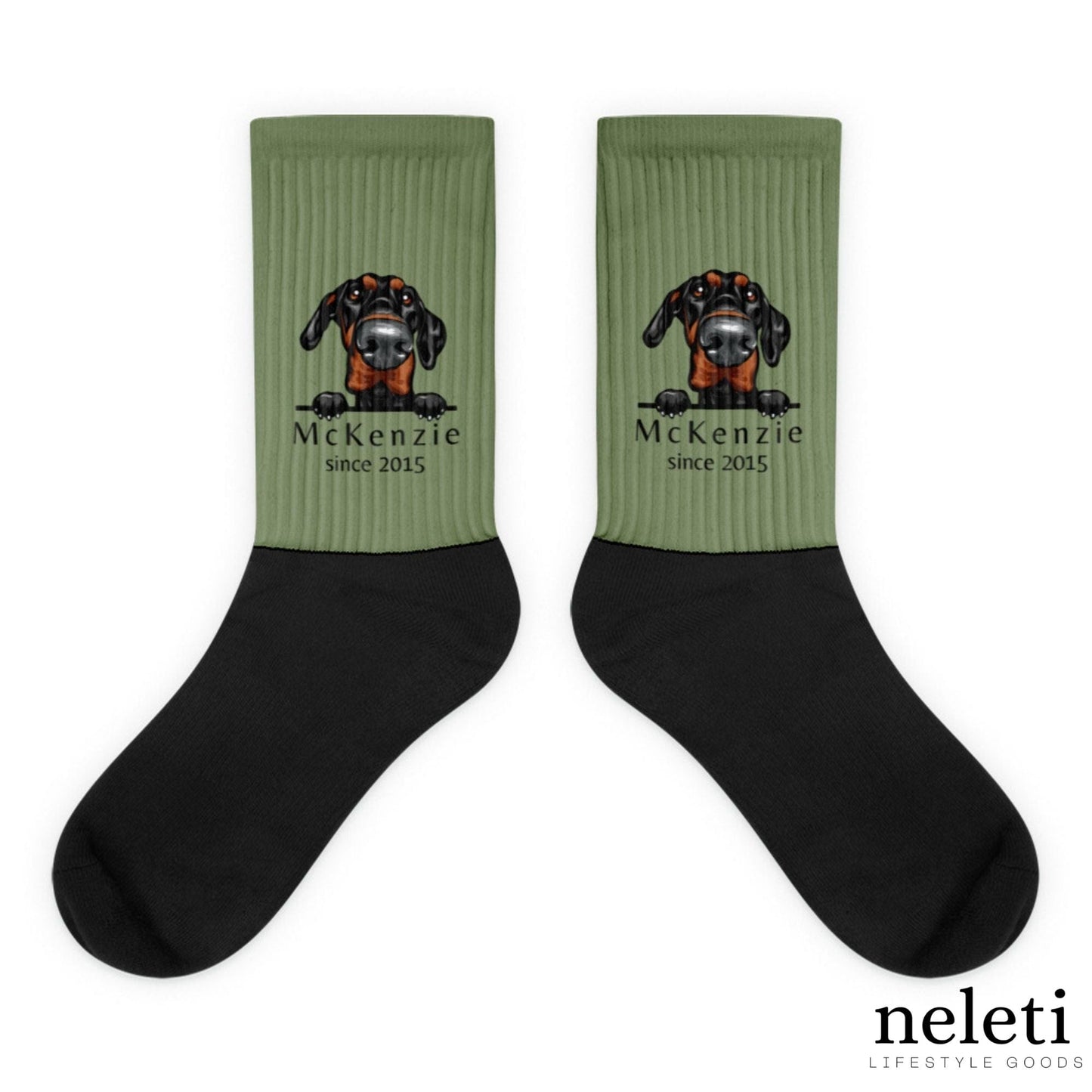 neleti.com-custom-green-socks-for-dog-lovers