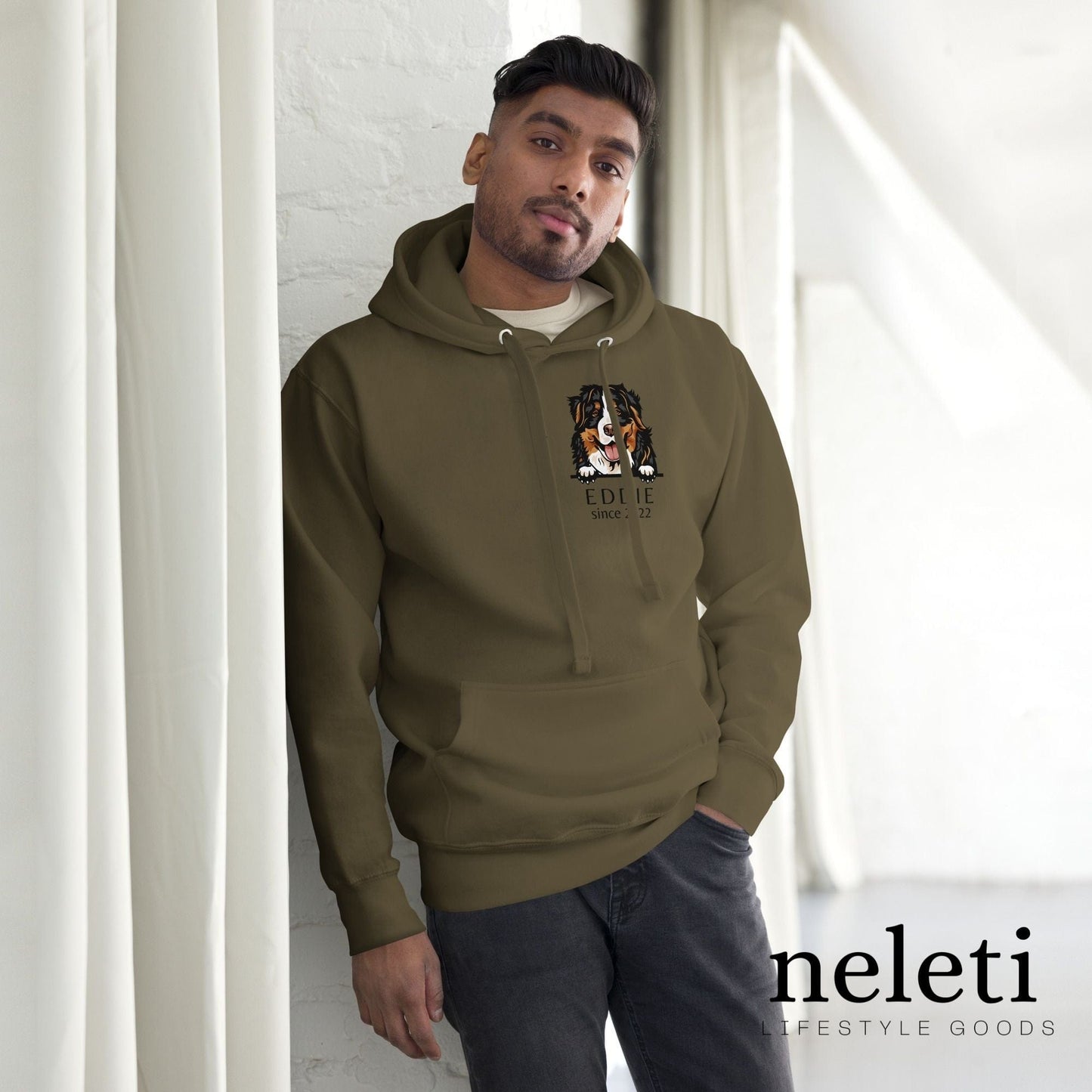 neleti.com-custom-military-green-hoodie-for-dog-lovers