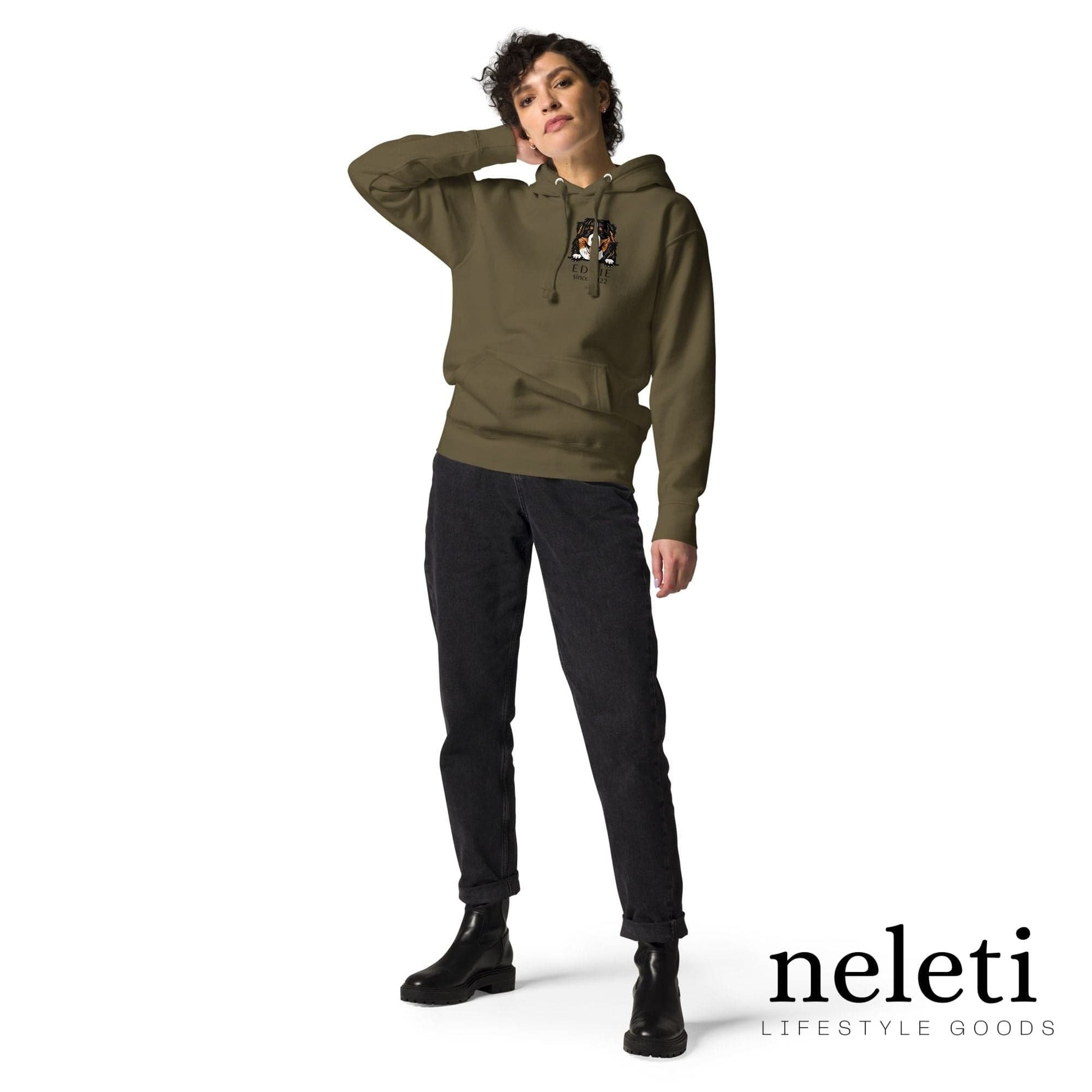 neleti.com-custom-military-green-hoodie-for-dog-lovers