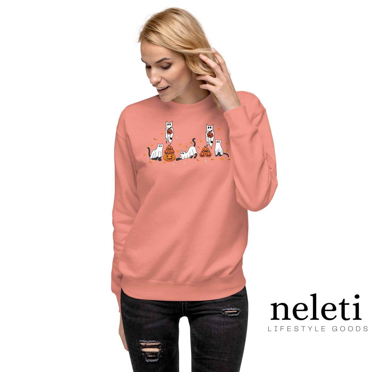 neleti.com-haloween-dusty-rose-sweatshirt-for-cat-lovers
