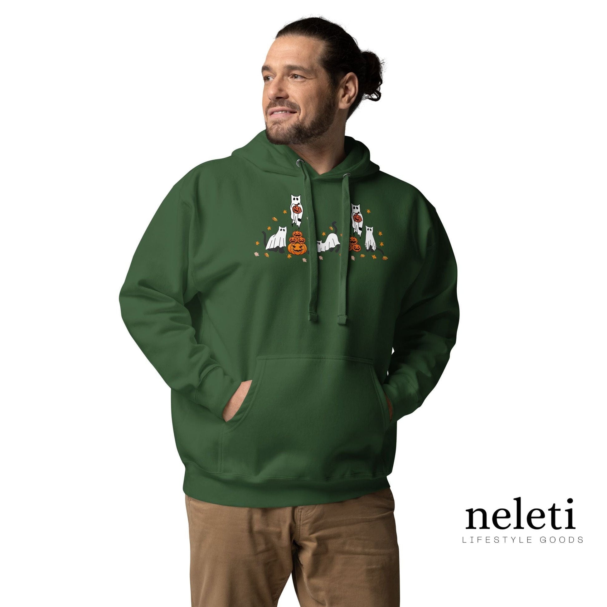 neleti.com-haloween-forest-green-hoodie-for-cat-lovers