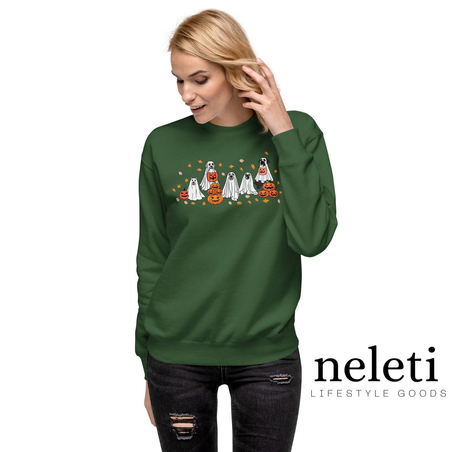 neleti.com-haloween-forest-green-sweatshirt-for-dog-lovers