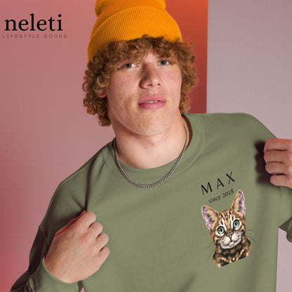 neleti.com-military-green-custom-sweatshirt-for-cat-moms-and-dads