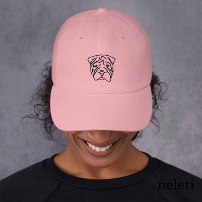 pink-baseball-cap-with-embroidered-dog-face