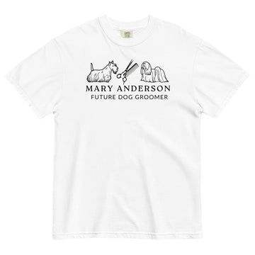 white-shirt-for-dog-groomer