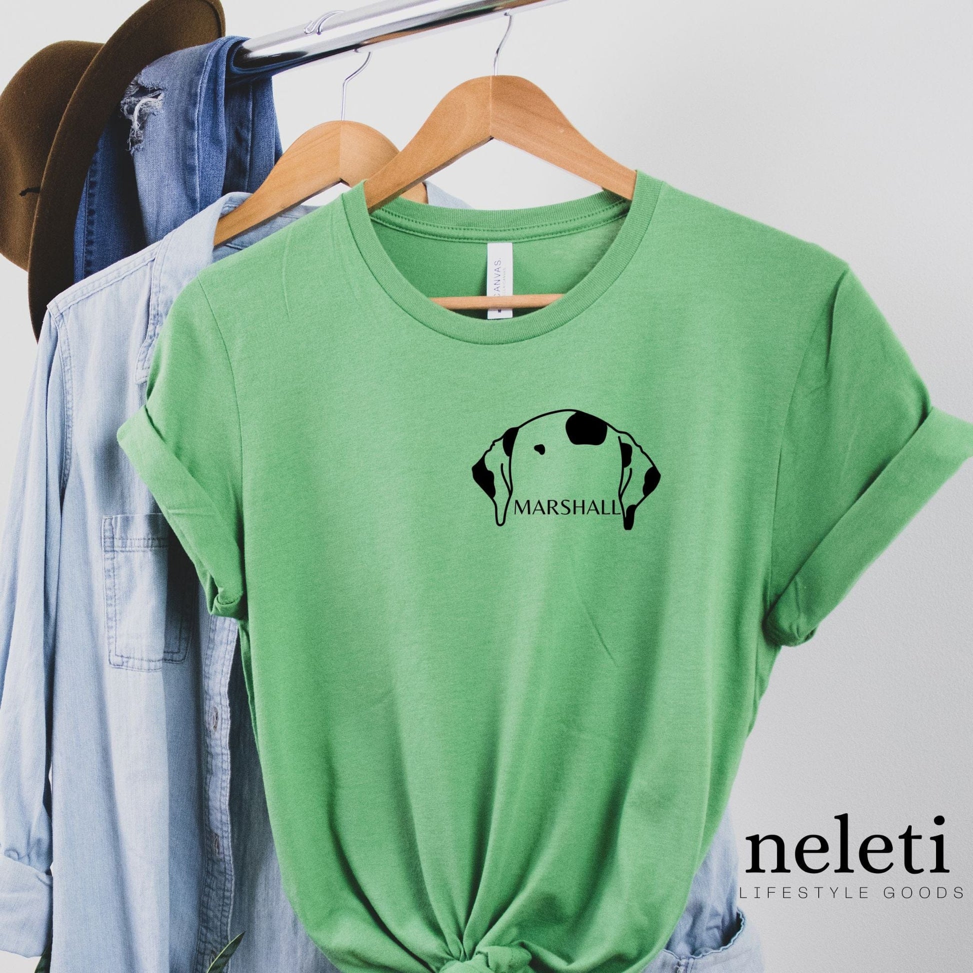    Leaf-Green-Shirt-with-Dalmatian-Dog-Ears-with-name