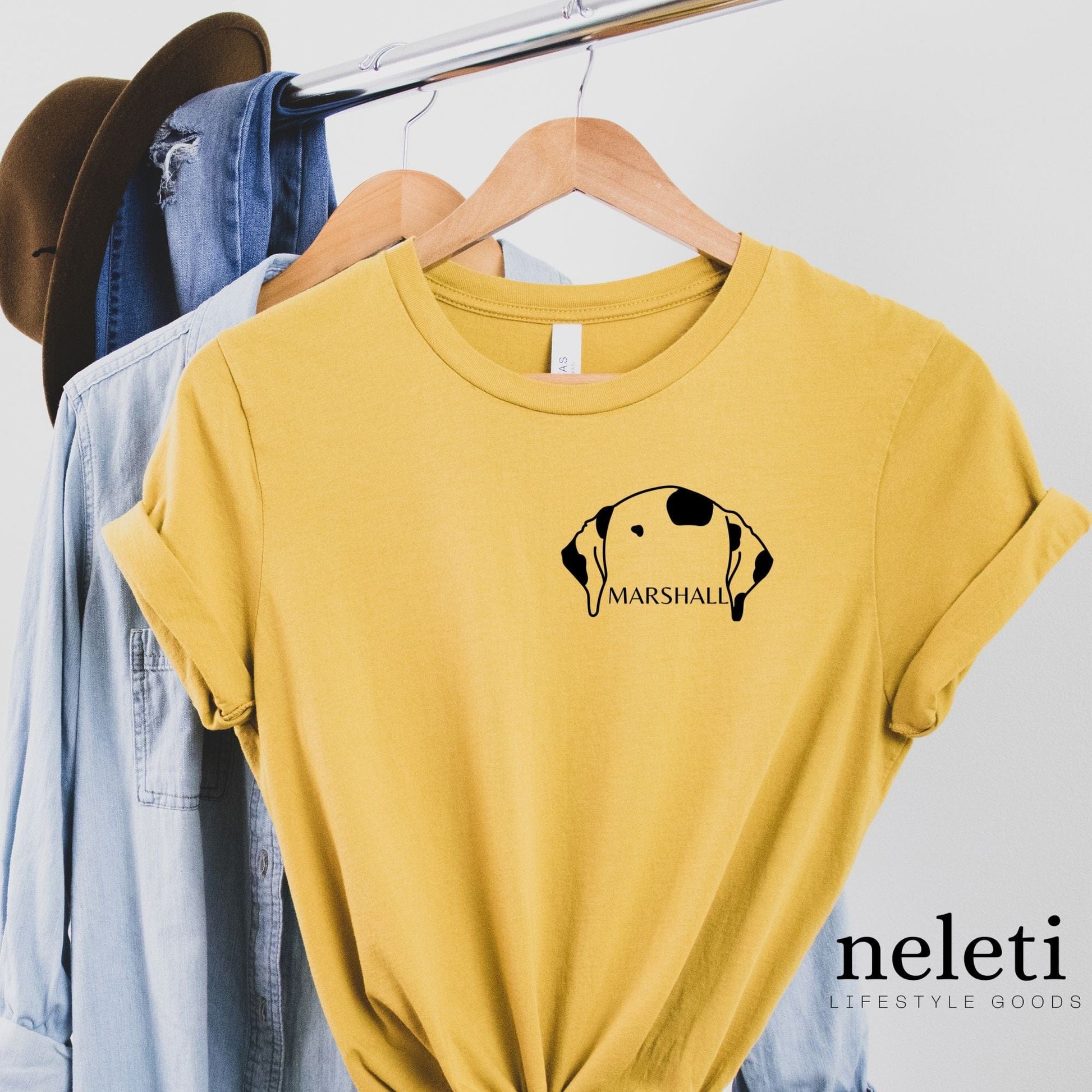 Mustard-Shirt-with-Dalmatian-Dog-Ears-with-name