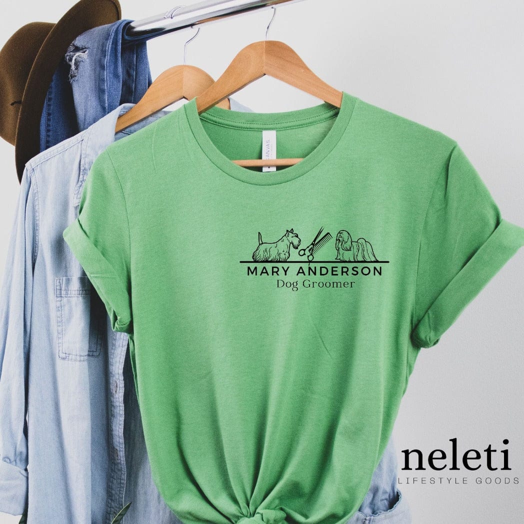 neleti shirt S-Unisex Shirt / Leaf Personalized Dog Groomer Shirt Crewneck