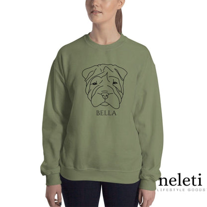 neleti Sweatshirt Military Green / S-Unisex Sweatshirt Shar-Pei Dog Mom and Dog Dad Sweatshirt Crewneck